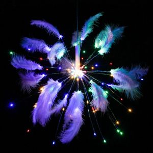 Guirlande Lumineuse Avec Plumes Et Feux D'artifice - Télécommande - Guirlande Lumineuse Led À Suspendre Soi-Même - Décoration Intérieure - Couleur - Type De Pile - Neuf