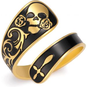 Yemaesre-Bague Rétro Crâne Vintage En Acier Inoxydable Gothique Crâne Punk Rocker Fête Motard Déclaration Halloween Bagues Gothiques Crâne Bagues Réglables Pour Femme - Neuf