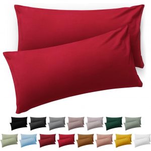 Tianyi-Taie Oreiller 50x80 Lot De 2 - Housse De Coussin Microfibre - Taies D'oreillers Avec Fermeture Enveloppe, Certifi&eacute;e Oeko-Tex, Extra Douce Et Lavable - Rouge - Neuf