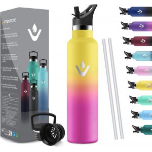 Kalanka-Bouteille Isotherme 1l, Étanche Sans Bpa, Gourde Isotherme, Double Paroi, Bouteille, 18/8 Acier Inoxydable, Gourde Inox, Avec Paille, Termos Pour Sport, Randonnée, École, Bureau - Neuf