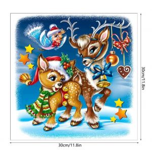 Hjlian Kit De Peinture Diamant A Faire Soi-Meme, Motif De Noel, 30 X 30 Cm, Decoration Murale Pour La Maison (Cerf) - Neuf