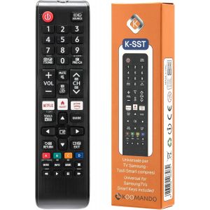 T&eacute;l&eacute;commande Universelle Pour Tv Et Smart Tv Samsung Lcd Led Qled Uhd 4K 8K Curved Hdr, Compatible S&eacute;ries Aa59 Bn59, Pr&ecirc;te &Agrave; L&iquest;Emploi Sans Programmation, Touches Rapides Netflix Prime Video - Neuf