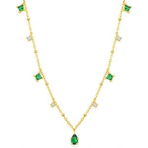 Kal-1 Pcs Collier Pendentif Émeraude Boho Collier De Pierres Précieuses Émeraude Verte Collier Émeraude Goutte D'eau Collier Chaîne Or Cz Cristal Collier Ras De Cou Bijoux Pour Femmes Et Filles - Neuf