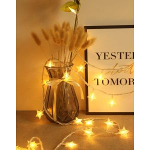 KAL-Flocon De Neige Guirlande Lumineuse, 20Ft 40 Led À Piles Guirlande Guinguette, Decoractive Pour Chambre À Coucher, Mariage, Anniversaire, Saint-Valentin, Noël, Décoration D'Arbre (Blanc Chaud) (S - Neuf