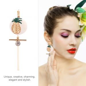 Boucles D'oreilles Pendantes Pour Femmes, Broderie Boule Strass, Fete Mariage, Longues Boucles D'oreilles (Ananas) - Neuf