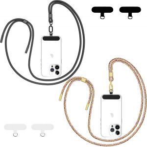 KALANKA-Cordon Telephone Portable- Lot de 2,Élégante et Durable,Tour de Cou Telephone Portable Universelle Compatible avec la Plupart des Coques pour Smartphone Noir Camouflage - Neuf