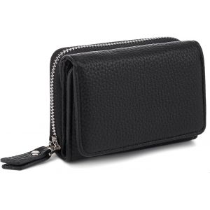Women's Wallet, Women's Wallet, Short Leather Purse with Large Capacity Trifold Card Holder and Gift for Girl, Black, 10*8*2, Classic - Neuf