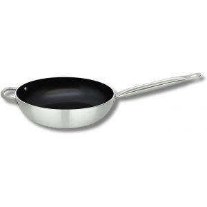 Jexnovashop-Elo 5166826 Po&ecirc;le Wok 28 Cm, Poele Inox, Poele Aluminium, Po&ecirc;l Anti-Adh&eacute;sive28 Cm, Po&ecirc;le De Cuisine, Convient &Agrave; Tout Type De Feux, Aluminium, Acier Inoxydable, Gris, Noir, 28 Cm - Neuf