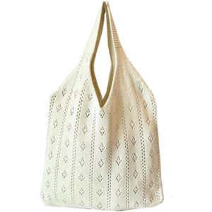 Sac fourre-tout en crochet creux pour femme,l&eacute;ger et doux,sac &agrave; bandouli&egrave;re tricot&eacute; d&eacute;contract&eacute;,sac de plage en maille,pliable et portable,adapt&eacute; pour les cours,le travail,les vacances,le - Neuf