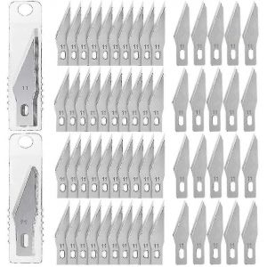Craft Knife Blades, Recharge Hobby Knife Blades, Lames de remplacement pour couteaux d'artisanat, Outil de coupe avec &eacute;tui de rangement pour l'artisanat, Hobby, Scrapbooki 60 Pcs - Neuf
