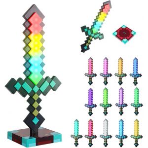 Lampe De Chevet En Forme D'&eacute;p&eacute;e De Diamant, 39 Cm Lumi&egrave;re &Eacute;p&eacute;e En Diamant Rechargeable Avec Socle, 13 Modes D'&eacute;clairage R&eacute;glables, Veilleuse Pour Cosplay D&eacute;cor - Neuf