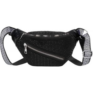 SJZG-Sac Banane &Agrave; Paillettes Scintillantes Pour Femme Avec Sangle R&eacute;glable - Sac Banane Multifonction, Strass Noir., Taille Unique - Neuf