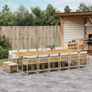 Prolenta Premium - Ensemble À Manger De Jardin Et Coussins 17 Pcs Beige - Neuf
