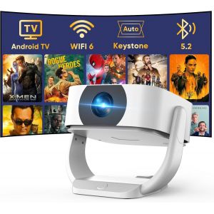 MEVRONISSHOP-App Int&eacute;gr&eacute;e Projecteur, Auto Keystone/Focus &Eacute;lectrique, WiFi BT Vid&eacute;oprojecteur Native 1080P 4K Support&eacute;, 270&deg;Rotation Zoom 50% Video Projecteur, Compatible avec TV Stick/HDMI/iOS/Andro - Neuf
