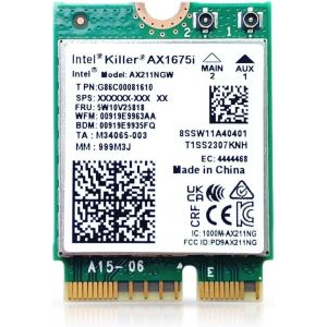 Gujl-Ax1675i Killer Series Upgraded Wifi 6e Adapter | Gaming Wifi Adapter | Cnvio2 M.2 Wifi Card | 2.4 Gbps Wifi For Pc | Bluetooth 5.3 Support | Requires Intel 11th+ Gen Cpu (Ax1675i) - Neuf