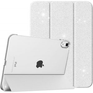 Coque Compatible Avec Ipad 10ème Génération 10,9 Pouces 2022 Étui,Ipad 10 Coque, Légère&mince Coque Arrière Translucide En Pc,Housse Coque Trifold Avec Réveil/Sommeil Auto, Blanc Scintillant.[F419] - Neuf