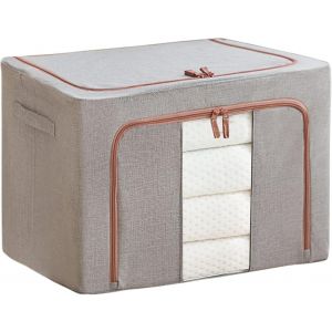 Sac de rangement pour vêtements ou literie, boîte de rangement pliable avec fermetures éclair, rangement sous le lit pour couettes, couvertures, oreillers, jouets, vestes, vêtements - 24 L, gris - Neuf
