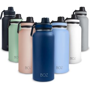 Gourde Isotherme En Acier Inoxydable 1l,Sans Bpa,Isolation Sous Vide|Gourde Inox Avec Couvercle Anti Germe,Bouteille D'eau 1 Litre Pour Bureau,Sport,Voiture,Randonnée,Gym (Bleu Foncé) - Neuf