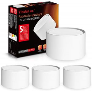 YindaLux 4 Pièces Spot en Saillie led Ø84x50mm IP44 Plafonnier Luminaire Apparent, 6W Remplaçable GX53 Ampoule 3000K Blanc Chaud 660LM Plafonnier Spot LED Downlight Noir pour Salle de Cuisine Bain - Neuf