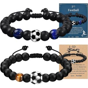 Kal-2 Pi&egrave;ces Bracelet De Football, Tress&eacute;s R&eacute;glables Bracelet D'amiti&eacute;, Bracelet Garcon,Bracelet Bresilien Enfant,Bracelet De Surf Pour Femme Et Homme Bracelets De Sport Cadeau Pour Gar&ccedil;on Fille - Neuf