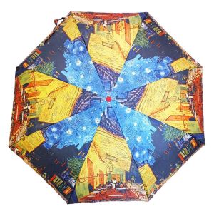 Promotion ! Parapluie Mini Automatique 'vincent Van Gogh' (Terrasse De Caf&eacute; Le Soir) - Ferm&eacute; 30 Cm, Ouvert 100 Cm - Neuf
