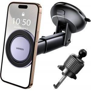 JGD-Support T&eacute;l&eacute;phone Voiture Magn&eacute;tique 2 en 1 Porte Smartphone Voiture Crochet Ventouse Compatible avec MagSafe Anneau Aimant iPhone 16 Plus Pro Max 15 14 Galaxy S24 Ultra Plus S23 Redmi 13C - Neuf