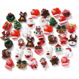 50pcs Figurines Miniature De R&eacute;sine P&egrave;re No&euml;l,Sapin,Bonhomme,Objet De No&euml;l,Petit Ornement Decoration Pour Cadeau,Cartes,Scrapbooking,B&ucirc;che - Neuf