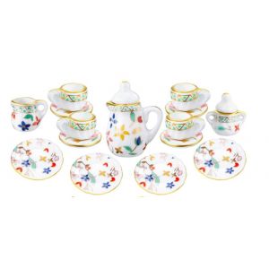 Service &agrave; th&eacute; miniature en porcelaine 1/12, accessoire pour maison de poup&eacute;e - Neuf