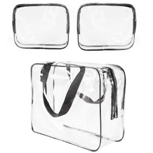 Ensemble de 3 sacs &agrave; cosm&eacute;tiques transparents pour une organisation et un rangement faciles des essentiels de maquillage - Neuf