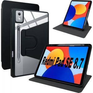 Cover Pour Xiaomi Redmi Pad Se 8.7" Coque Case Avec Emplacement Pour Stylo & Support Pivotantcuir Pu + Acrylique Transparent Coque Pour Xiaomi Redmi Pad Se 8.7" 11" (2025) Case - Neuf