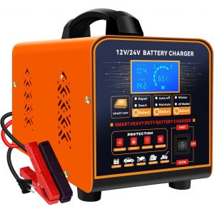 MEVRONISSHOP-12V/24V Chargeur Batterie Voitures, Maintien de Charge Batterie Automatique Intelligent, 0-20A &eacute;cran LCD Chargeur Batterie avec R&eacute;paration, Mode Hiver, pour AGM Voiture Camion Moto - Neuf
