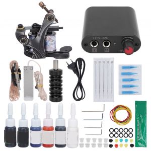 Kit De Machine A Tatouer Professionnelle, 10 Bobines, Alimentation Complete, Prise 90-265 V Eu - Neuf
