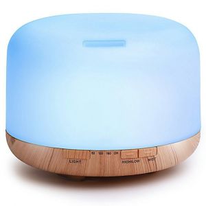 Diffuseur d'huiles essentielles 500 ml, humidificateur d'air ultrasonique, diffuseur d'aromathérapie, 7 couleurs LED pour la maison, jaune - Neuf