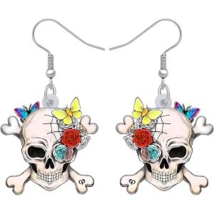 Kal-Halloween Pirate Tête De Mort Boucles D'oreilles Crossbones Bijoux Pour Femme Fille Skull Accessoire Charms - Neuf