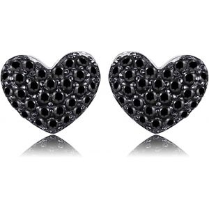 Kal-0.29ct Naturel Pierre Taille Coeur Noir Spinelle Amour Boucles D'oreilles Pour Femme, Clous D'oreille En Argent Sterling 925 Fille, Love Ensemble De Bijoux Cadeau - Neuf