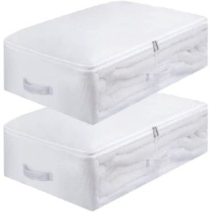 Faltbare Aufbewahrungstaschen unter dem Bett,große Kapazität,Decken,Kleidung,Spielzeug,Mülleimer,wasserdicht,Reißverschluss,Aufbewahrungs-Organizer mit verstärkten 3 Griffen (#1) - Neuf