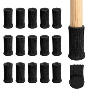Lot de 16 chaussettes pour pieds de chaise avec coussinets en feutre-Double couche antid&eacute;rapante-Pour la maison,l'&eacute;cole,le bureau,la biblioth&egrave;que (noir) - Neuf