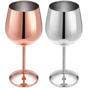 D L D Verres &Agrave; Vin Rouge En Acier Inoxydable Incassables - Sans Bpa (Or Rose + Argent) - Neuf