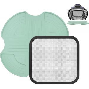 NouvelHorizonstore-2 Pi&egrave;ces Grille Anti Projection en Inox R&eacute;utilisable et Dessous de Plat en Silicone pour Ninja CRISPi Friteuse &agrave; Air FN101EUSG, Air Fryer Accessoires pour Friteuse &agrave; Air Ninja FN10 - Neuf