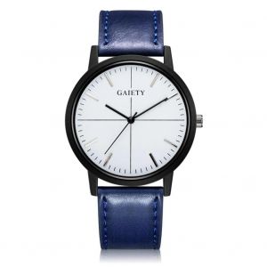 Gaiety Hommes Mode Lisse Pu Band/Bracelet Montre-Bracelet Analogique Quartz (Bleu Royal) - Neuf