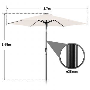 Parasol 2,7 M Modulaire &iquest; Parasol De Balcon Et Jardin &Agrave; Assembler, &Eacute;cru - Neuf