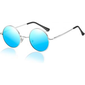 Lunettes De Soleil Polarisées Ronde Homme Femme Classique Hippie Tendance Cadre Métallique Protection Uv400 - Neuf