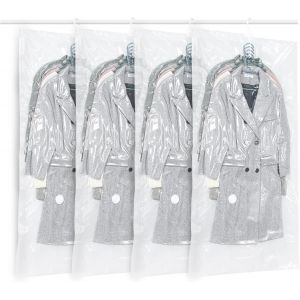 KALANKA-Lot de 4 sacs de Rangement sous Vide Suspendre pour vêtements,Transparents et réutilisables Housse sous vide pour vetement,pour costumes,costumes, robes, manteaux ou vestes4, 145x70 cm) - Neuf