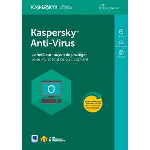 Kaspersky Antivirus 2018 3 Postes / 1 An / Version D&eacute;mat&eacute;rialis&eacute;e - Neuf
