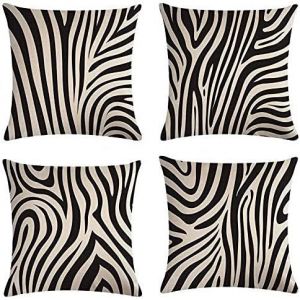 CAUC-Coussin d&eacute;coratif noir et blanc motif z&egrave;bre pour la maison, la chambre &agrave; coucher, le canap&eacute;, le banc - 45 x 45 cm - Neuf