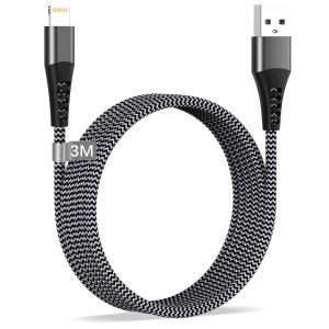 C&acirc;ble Iphone 3m [Certifi&eacute; Mfi], Cable Chargeur Iphone 3m Long Nylon C&acirc;ble Lightning Usb Cordon Iphone Fil Pour Iphone 14 13 12 11 Pro Max/Xs/8/7/6/Se - Neuf