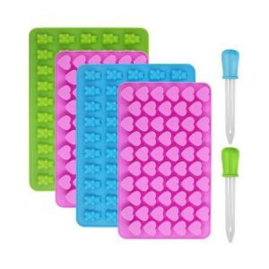 Ensemble De Moules &Agrave; Bonbons En Silicone En Forme D'ourson Avec Compte-Gouttes - 4 Pi&egrave;ces En Forme De Coeur Et D'ourson Pour La Fabrication De Bonbons - Neuf