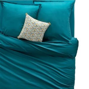 Housse De Couette 220 X 240 Cm Uni Couleur Moderne Bleu Canard - Neuf