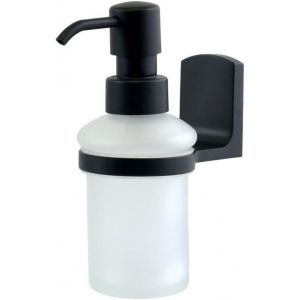 KAL-Distributeur De Savon À Fixer Verre & Chromé Taku Transparent & Noir - Neuf