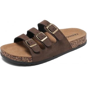 Kalanka-Sandales Mules Femme & Homme En Liège ¿ Claquettes Plates En Cuir À Bout Ouvert, Confortables Pour Été Et Plage - Neuf